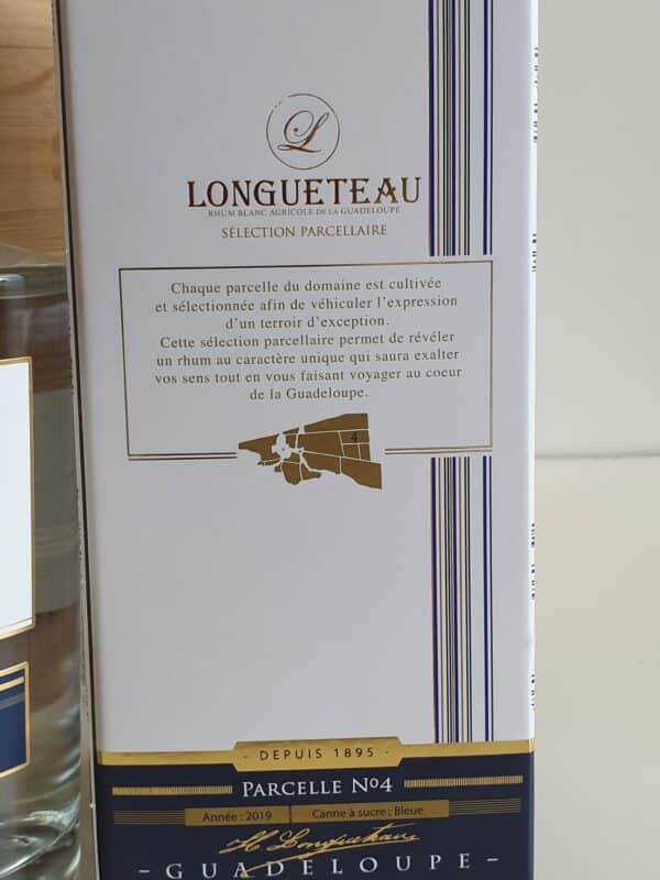 RHUM BLANC LONGUETEAU 70 CL 55° MILLESIME 2019 PARCELLAIRE N° 4 – Image 3