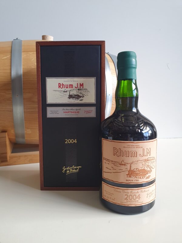 RHUM VIEUX JM 70 CL 42.92° MILLESIME 2004 ETIQUETTE CUIR 15 ANS