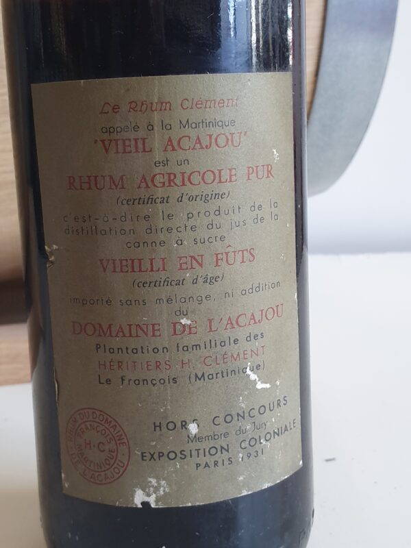 RHUM VIEUX CLEMENT 70 CL 44° EXPOSITION COLONIALE DE 1931 – Image 2