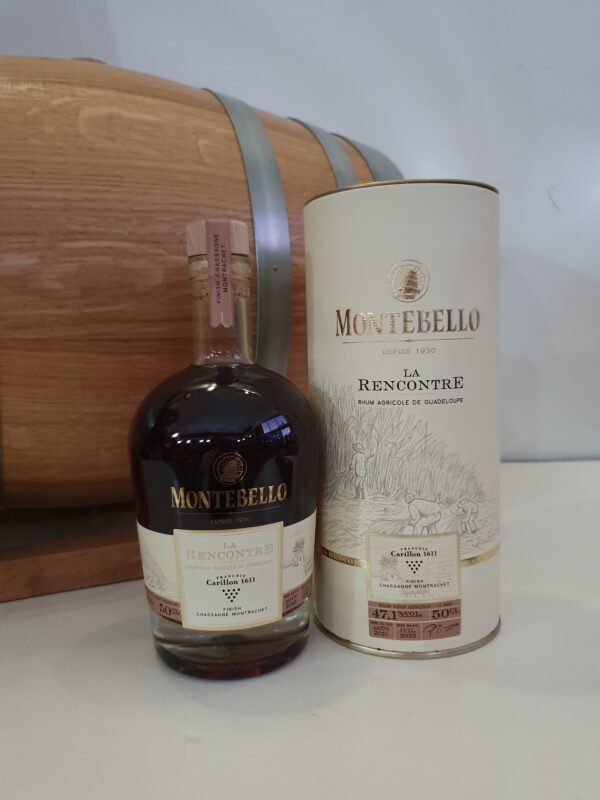 RHUM VIEUX MONTEBELLO 50 CL 47.1° LA RENCONTRE FINISH CHASSAGNE MONTRACHET 11 ANS