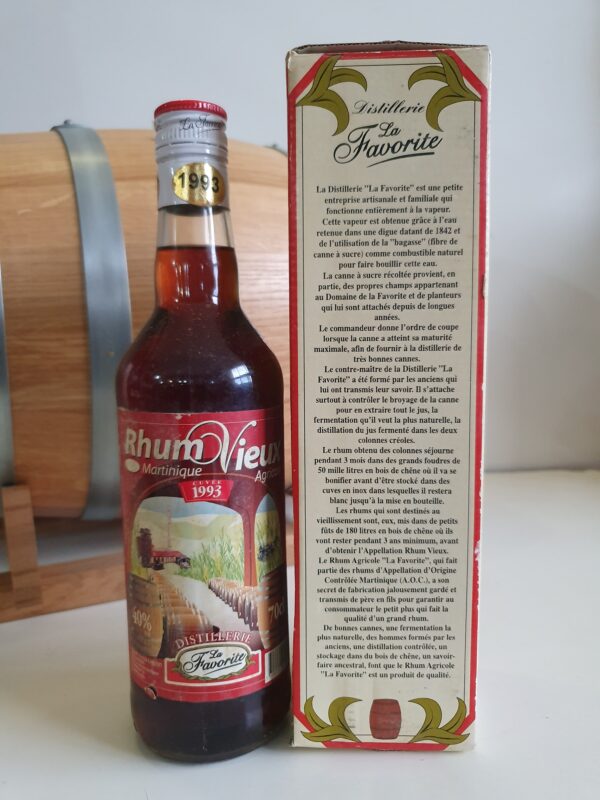 RHUM VIEUX LA FAVORITE 70 CL 40° MILLESIME 1993
