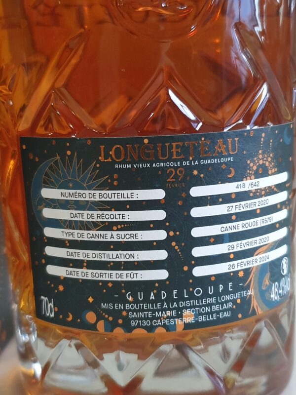 RHUM VIEUX LONGUETEAU 70 CL 48.4° CUVEE 29 FEVRIER 2020 – Image 3