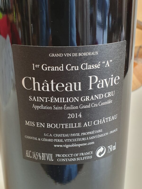 VIN CHATEAU PAVIE 75 CL 14.5° MILLESIME 2014 1ER GRAND CRU CLASSE A ST EMILION – Image 2