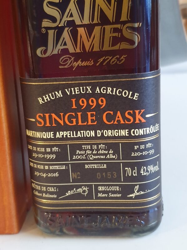 RHUM VIEUX ST JAMES 70 CL 42.9° MILLESIME 1999 16 ANS AGE – Image 2