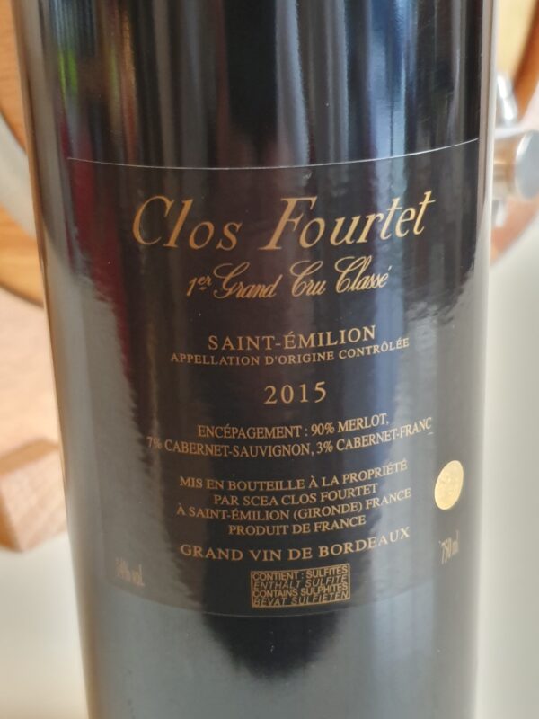 VIN CLOS FOURTET 75 CL MILLESIME 2015 1ER GRAND CRU CLASSE B SAINT EMILION – Image 2