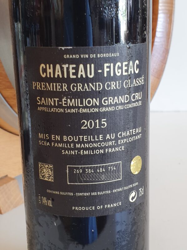 VIN CHATEAU FIGEAC 75 CL 14° MILLESIME 2015 1ER GRAND CRU CLASSE B – Image 3