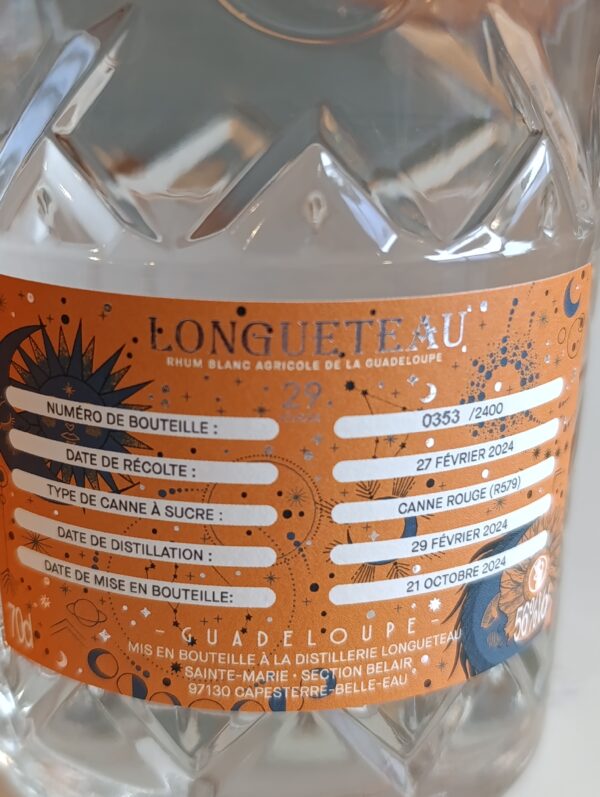 RHUM BLANC LONGUETEAU 70 CL 56° CUVEE DU 29 FEVRIER 2024 – Image 3