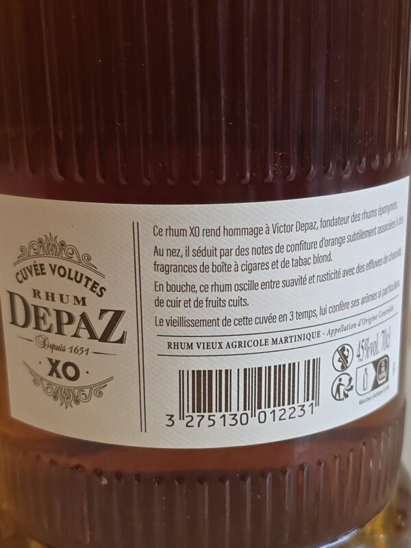 RHUM VIEUX DEPAZ XO 70 CL 45° CUVEE VOLUTES – Image 2