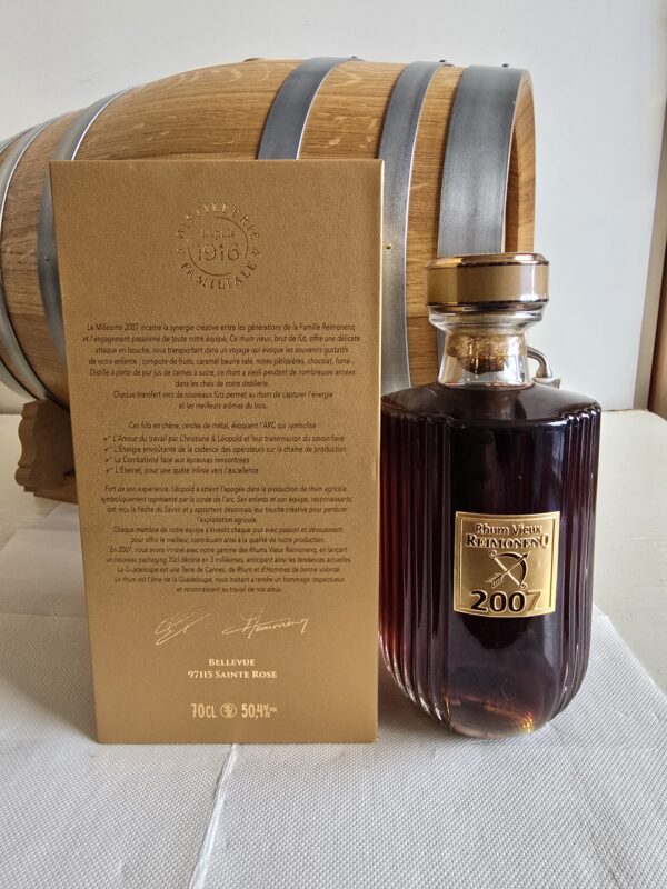 RHUM VIEUX REIMONENQ 70 CL 50.4° MILLESIME 2007 - 17 ANS - BRUT DE FUT – Image 3
