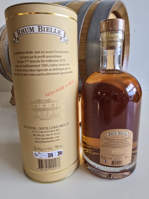 RHUM VIEUX BIELLE 70 CL 54.4° MILLESIME 2018 BRUT DE FUT – Image 2
