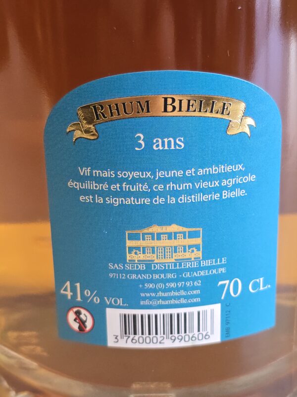 RHUM VIEUX BIELLE 70 CL 41° 3 ANS – Image 3