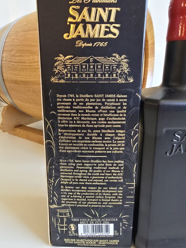 RHUM VIEUX ST JAMES 70 CL 55.2° LES EPHEMERES N° 1 MILLESIME 2001 BRUT DE FUT – Image 3