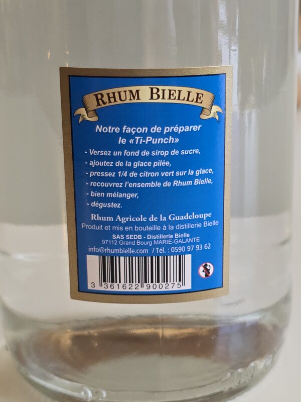 RHUM BLANC BIELLE 1 LITRE 59° TERRE DE BLUES 2025 – Image 2