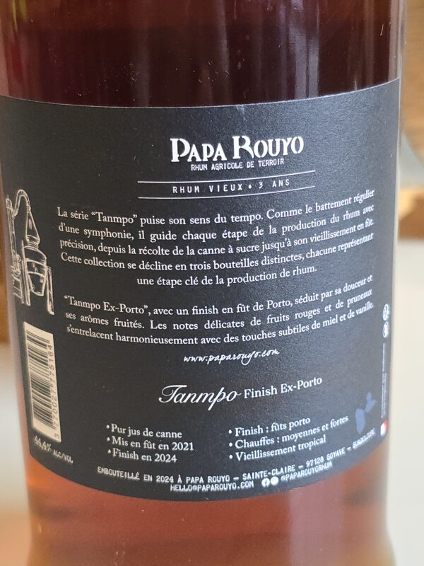 RHUM VIEUX PAPA ROUYO 70 CL 44.4° TANMPO EX PORTO MILLESIME 2021 – Image 2