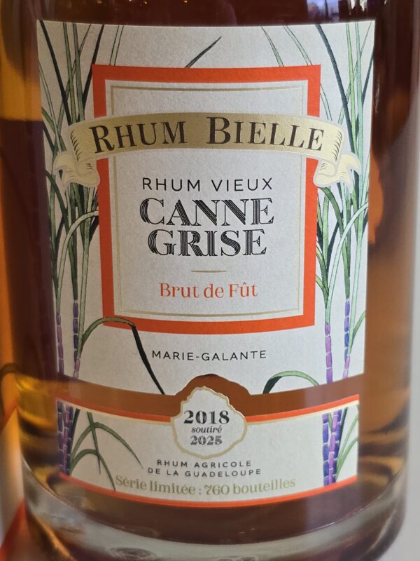 RHUM VIEUX BIELLE CANNE GRISE 50 CL 57.9° MILLESIME 2018 BRUT DE FUT – Image 3