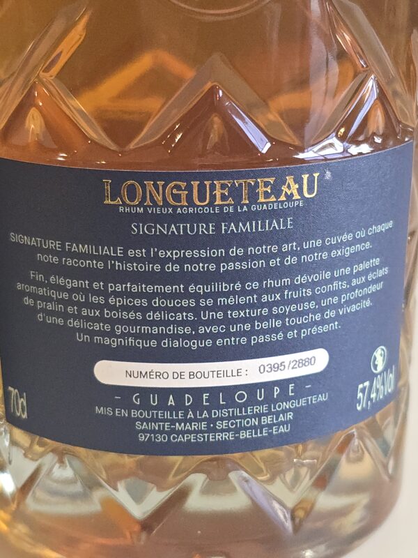 RHUM VIEUX LONGUETEAU 70 CL 57.4° CUVEE ANNIVERSAIRE 130 ANS – Image 3