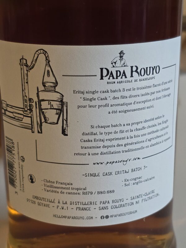 RHUM ESB PAPA ROUYO 70 CL 54.1° CUVEE ERITAJ  BATCH 3 – Image 3