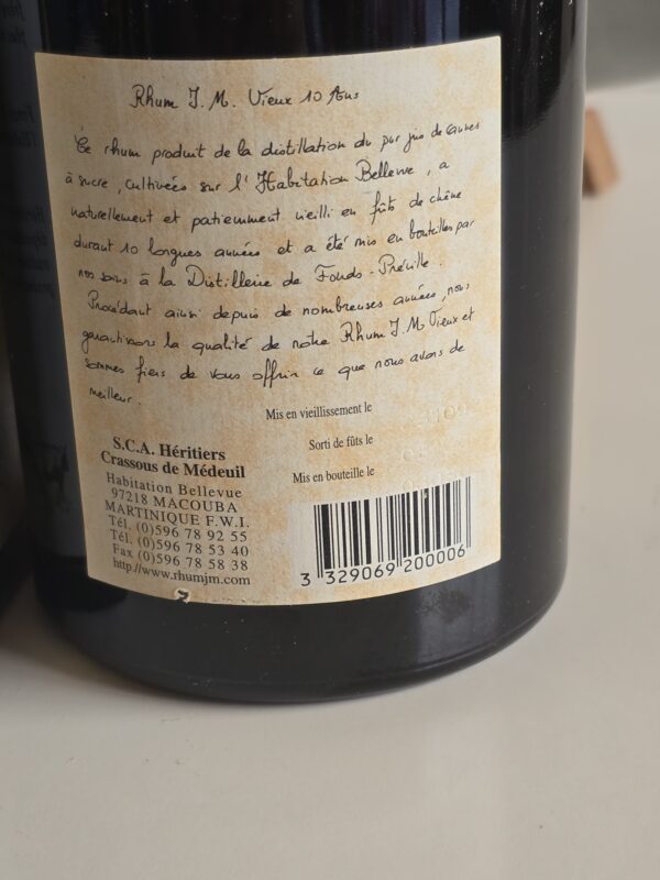 RHUM VIEUX JM 70 CL 49.1° MILLESIME 1992 10 ANS – Image 2