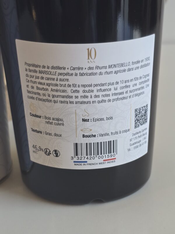 RHUM VIEUX MONTEBELLO 70 CL 46.9° MILLESIME 2014 BRUT DE FUT 10 ANS – Image 3