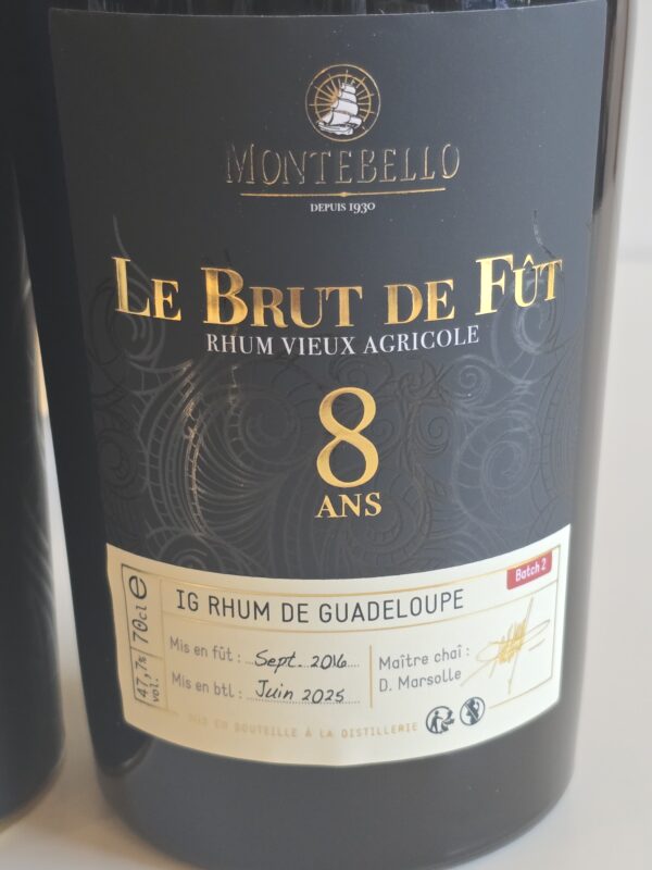 RHUM VIEUX MONTEBELLO 70 CL 47.7° MILLESIME 2016 BRUT DE FUT 8 ANS BATCH 2 – Image 3