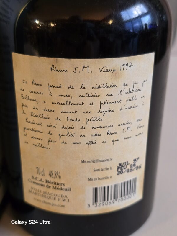 RHUM VIEUX JM 70 CL 48.8° MILLESIME 1997 10 ANS – Image 3