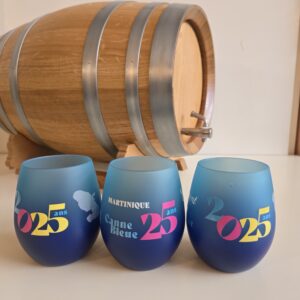 LOT DE 3 VERRES CLEMENT  CANNE BLEUE 25 EME ANNIVERSAIRE