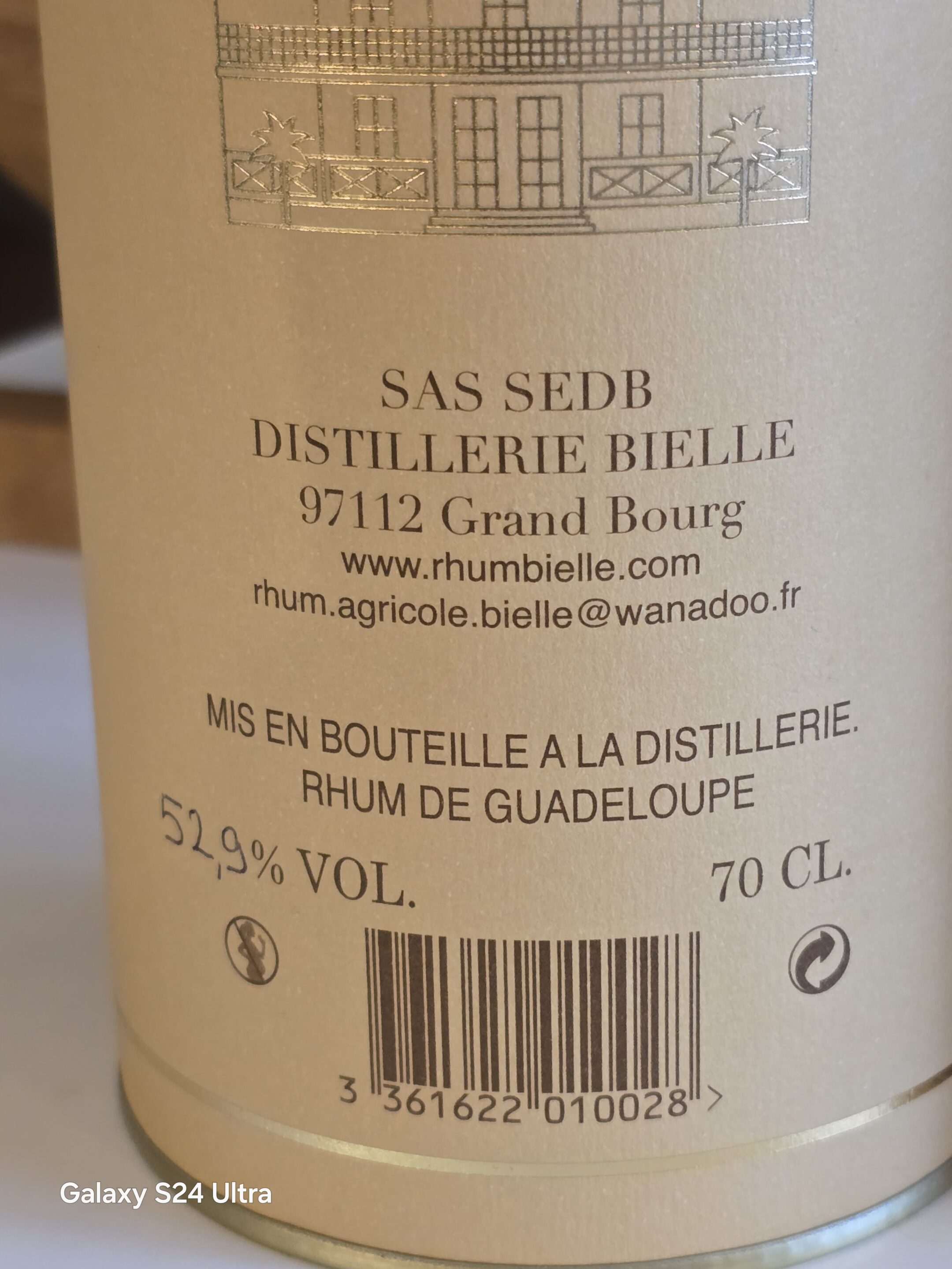 RHUM VIEUX BIELLE 70 CL 52.9° MILLESIME 2003 – Image 2