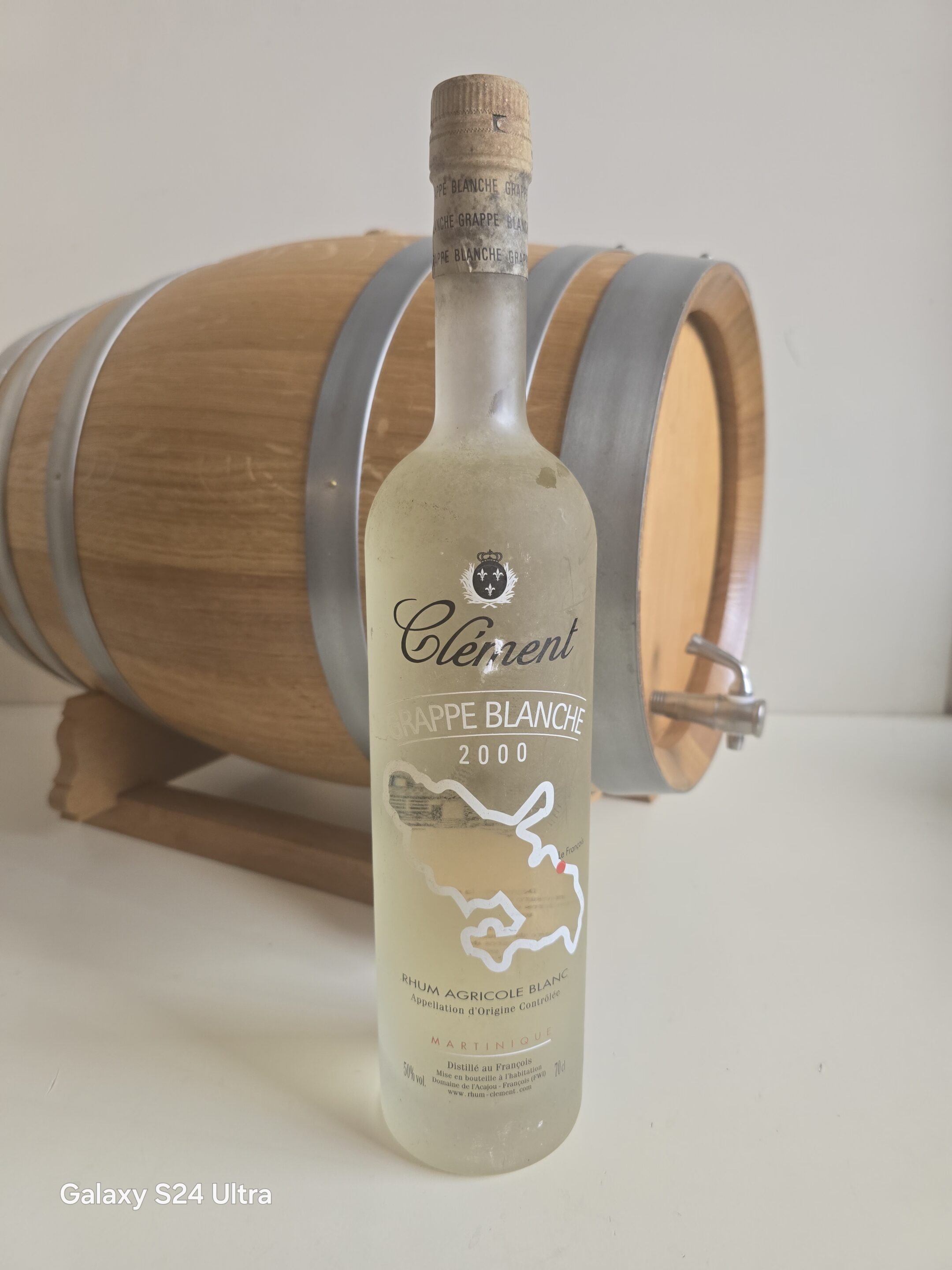 RHUM BLANC CLEMENT 70 CL 50° GRAPPE BLANCHE MILLESIME 2000