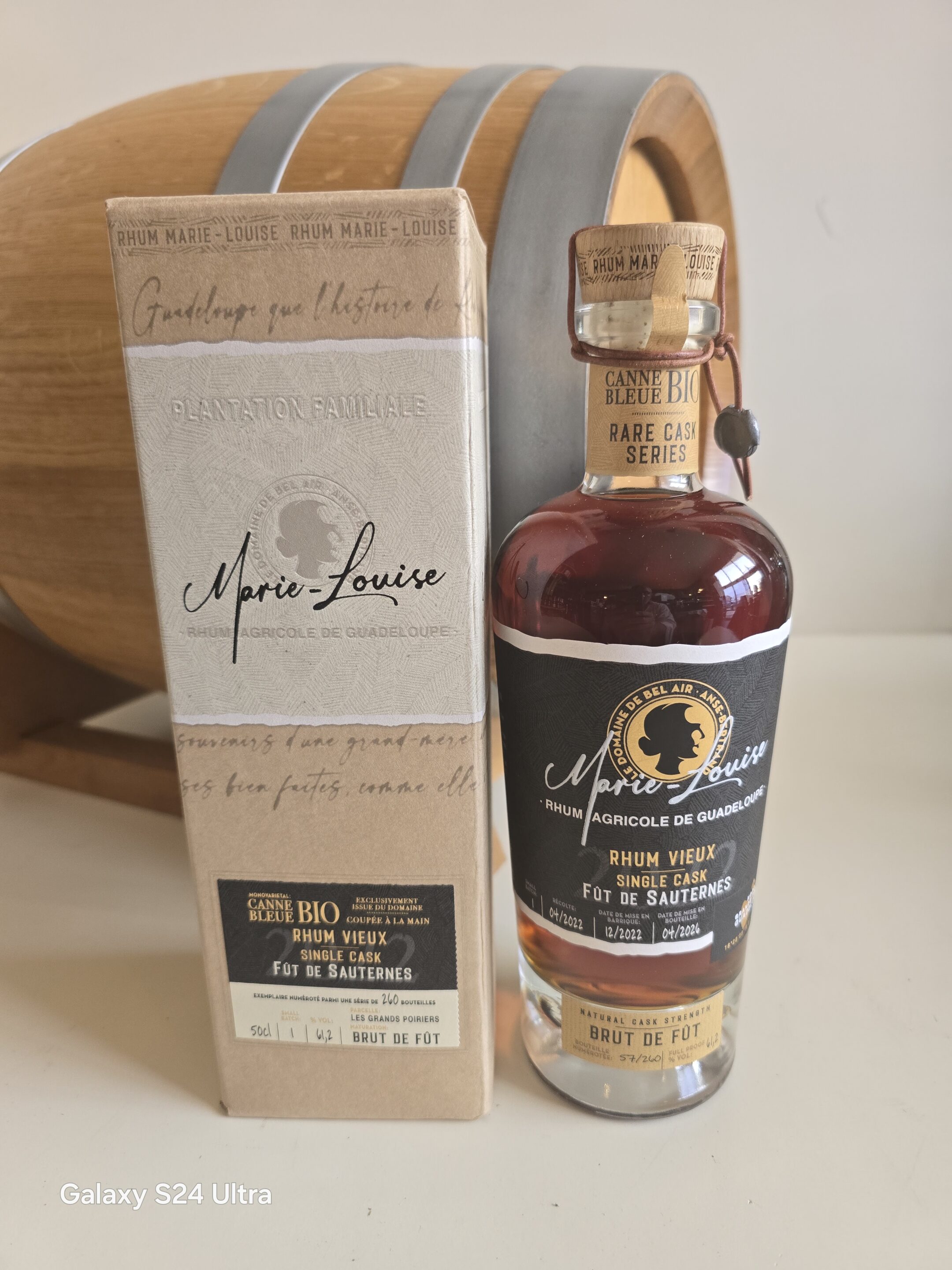 RHUM VIEUX MARIE - LOUISE 50 CL 61.2° BRUT DE FUT SINGLE CASK FUT DE SAUTERNES BIO