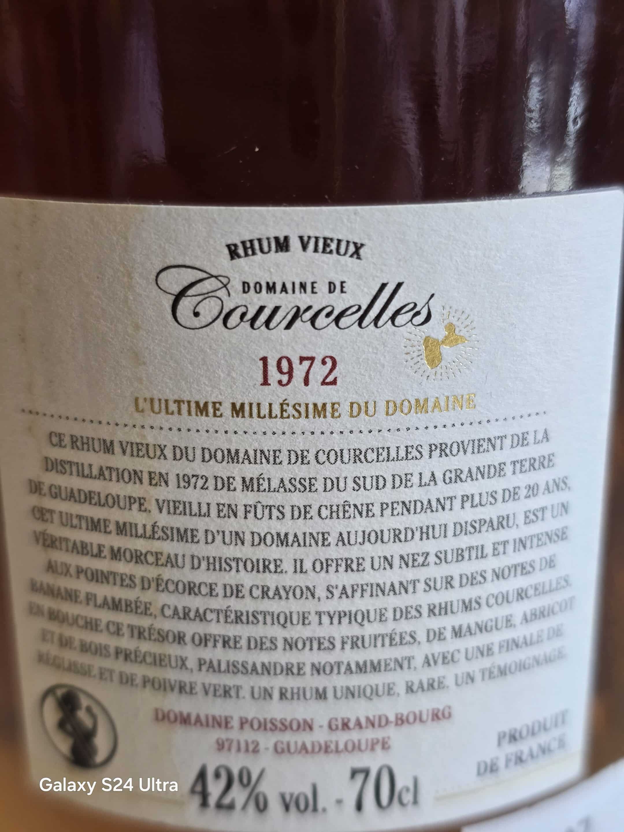 RHUM VIEUX COURCELLES 70 CL 42° MILLESIME 1972 – Image 3